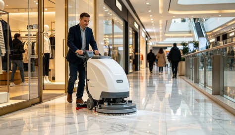Commercial walk-behind floor scrubbers